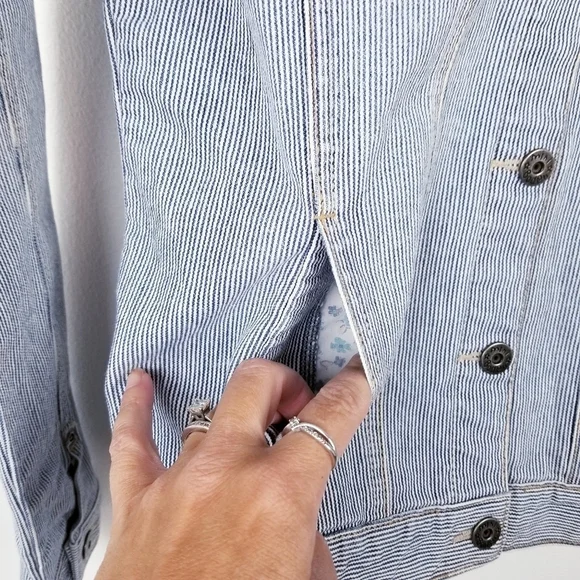 Mini Boden Blue & White Striped Jacket - Picture 7 of 9